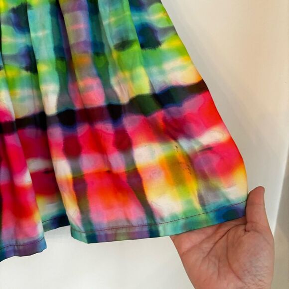 Gaultier Designer Girl Kids rainbow tie dye ruffle pleated tennis skirt size 10A - Picture 7 of 12